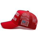 Donald Trump 2024 45-47 MAGA Hat Make America Great Again Slogan with USA Flag Adjustable Baseball Cap Mesh-Back Cap (US, Alpha, One Size, Red 45-47 MAGA Hat)