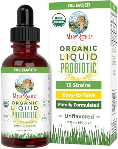 MaryRuth Organics USDA Organic Liquid Probiotic | Digestive Health | Probiotics for Women, Men, Kids | Acidophilus Probiotic | Vegan | Travel Friendly | 20 Servings