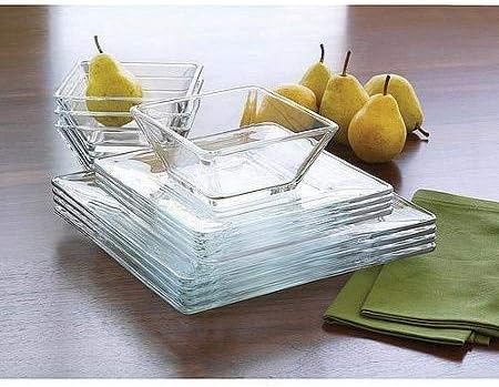 Mainstays 12-piece Square Glass Dinnerware Set by Home Comforts