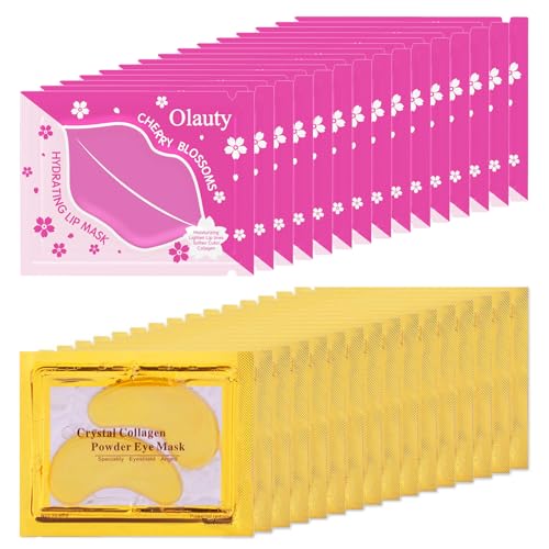 Eakroo 30 Pairs Lip Mask & Under Eye Mask, Crystal Collagen Eye Patches for Puffy Eyes, Effectively Nourishes the Lip & Eye Skin, Reducing Fine Lines & Dark Circle, Make Skin Smooth and Firm (Set A)
