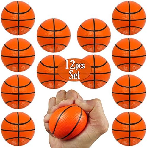 Mini Basketball Stress Balls 12 Pcs Pack | 2.5” Inch Mini Basketballs for Kids | Small Basketball Party Decoration | Party Favors, Small Soft Foam Basketballs | Basketball Party Goodie Toy By Anapoliz