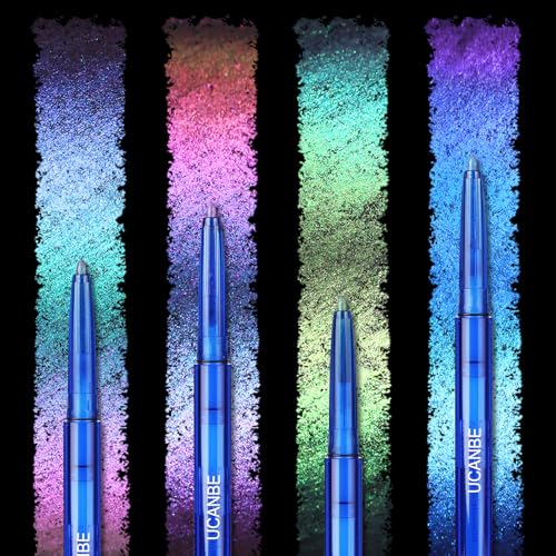 UCANBE 4PCS Chameleon Eyeshadow & Eyeliner Gel Pencil Set - Multichrome Shifting Colors Metallic Glitter Eye Makeup,Waterproof Long-Lasting Smudge-Proof Multi-Dimensional Color