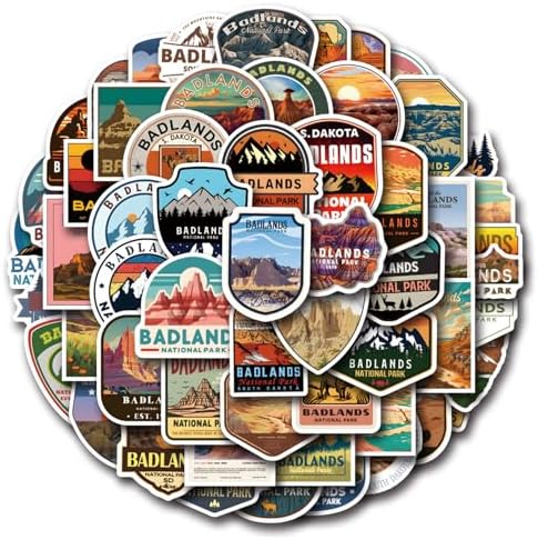 55 pcs National Park Stickers,Outdoor Nature Adventure Hiking Camping Wilderness Stickers for Kids Teens Adults, Waterproof Vinyl Travel Stickers for Water Bottle Laptop Car Bumper Luggage Iphone Case