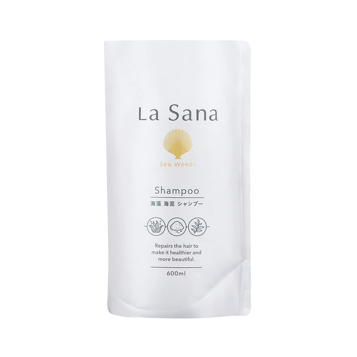 LA SANA Seaweed and Sea Mud Shampoo Refill (600ml / Sweet and sour refreshing scent of rosehip) Damage Hair Care, Moisturizing Damage Treatment