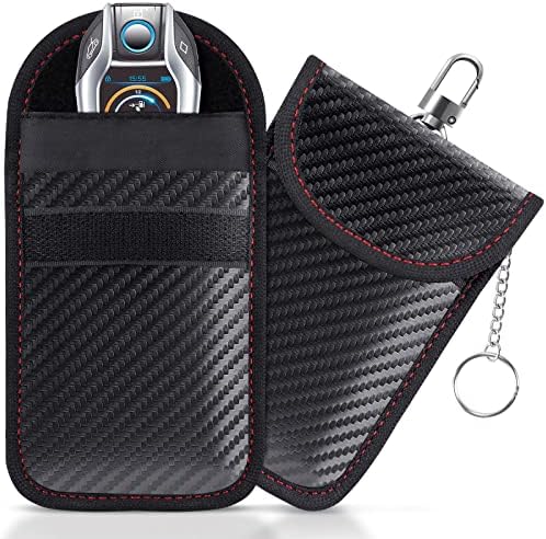 Faraday Pouch for Car Keys, Faraday Bag, Car RFID Signal Blocking Holder, Key Fob Protector, Key fob cage Block Signal Anti-Theft Fob Case (2 Pack)