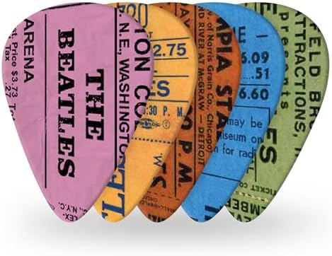 D'Addario Beatles Guitar Picks - The Beatles 1964 Tour Ticket Stubs Guitar Picks - 10-Pack, Medium Gauge, 0.70mm