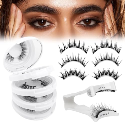 Krafty Magnetic Eyelashes,Magnetic Eyelashes with Applicator Reusable Magnetic Lashes No Glue Needed Magnetic Eyelashes without Eyeliner Natural Look Magnetic Eyelashes Magnetic Lashes