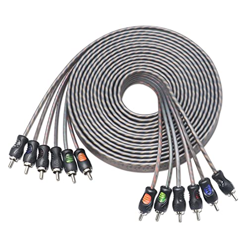 RECOIL RCI620 100% Oxygen Free Copper 20ft 6-Channel RCA Audio Cable, Twisted Pair with Noise Reduction