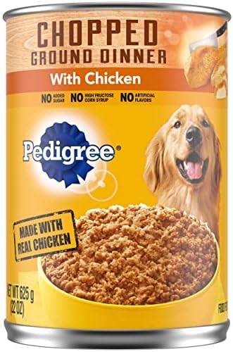 PEDIGREE CHOPPED GROUND DINNER Adult Canned Soft Wet Dog Food with Chicken, 22 oz. Cans (Pack of 12)