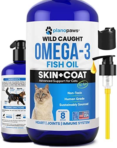 Omega 3 Fish Oil for Cats - Better Than Salmon Oil - Kitten & Cat Vitamins and Supplements - Cat Dandruff Treatment - Liquid Fish Oil for Pets - Shedding Support - Cat Health Supplies for All Ages