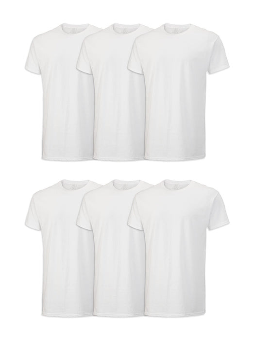 Fruit of the Loom Mens Stay Tucked Crew T-Shirt Underwear, Classic Fit - White 6 Pack, Large US