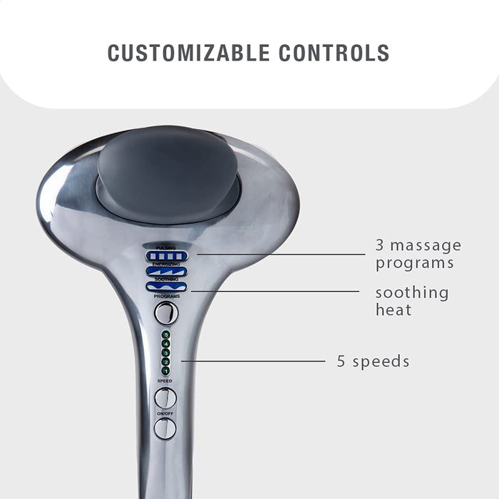 Brookstone B-HHP-650J Cordless Neck, Back Percussion Massager Deep Kneading Dual-Node Portable Light-Weight Rechargeable Max 2, Silver ()