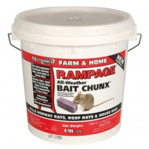 Motomco Ltd Rampage Bait Bucket Chunx All Weather Rats Killer 4lbs Pail 15gm