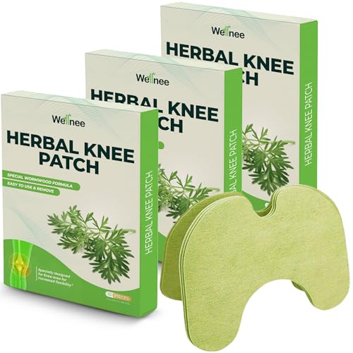 Original Herbal Knee Patch - Wellknee Plaster for Knee Support & Muscle Pain - Maximum Strength for a Temporary Relief - Adhesive Heat Patches Made with Natural Herbs for Wellness (30 Pads)