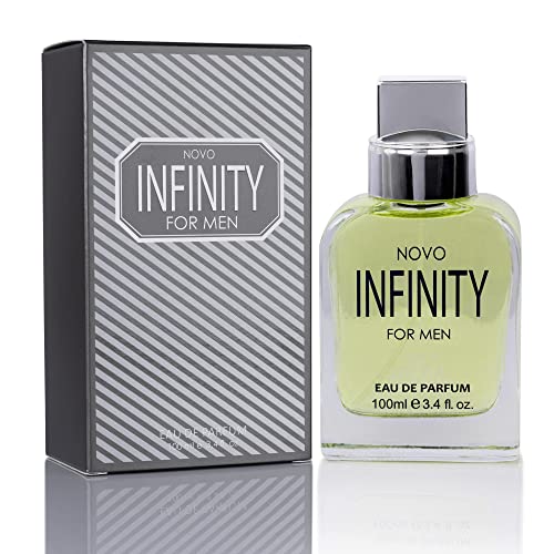 Novo Infinity for Men - 3.4 Fluid Ounce Eau De Parfum Spray for Men - Refreshing Citrusy & Floral Top Notes with Subtle Woody Undertones Smell Fresh All Day Long Gift for Men for All Occasions