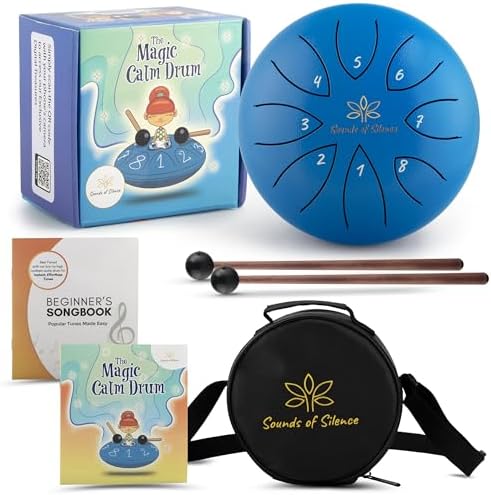 Steel Tongue Drum for Kids, Magic Calm Drum 6 Inch 8 Notes with Sing-A-Long Storybook and Songbook, Drums, Music Toys, Musical Instruments for Kids Ages 5-9, Anger Management Gifts