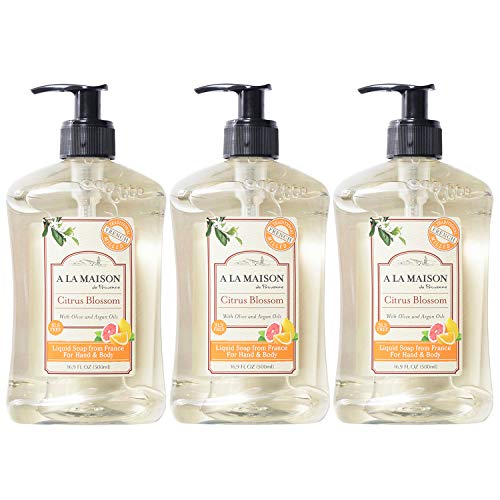 A LA MAISON Liquid Soap, Citrus Blossom - Uses: Hand and Body, Triple Milled, Essential Oils, Biodegradable, Plant Based, Vegan, Cruelty-Free, Alcohol & Paraben Free (16.9 oz, 3 Pack)