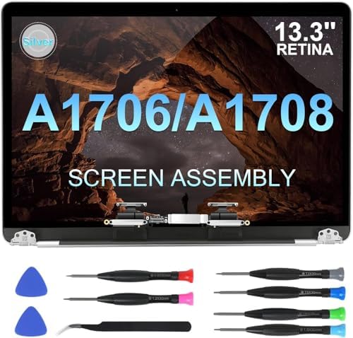 Replacement Screen 13.3" for MacBook Pro 13-inch Retina Model: A1706 A1708 Late 2016 Mid 2017 EMC 3071 EMC 3163 EMC 3164 Full LCD LED Screen Assembly Display (A1706 A1708(Silver))