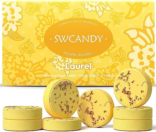 Aromatherapy Shower Steamers Birthday Day Gifts Laurel - Swcandy 8 Pcs Bath Bombs Birthday Gifts for Women, Shower Bombs with Essential Oils, Relaxation Home SPA for Women Who Has Everything