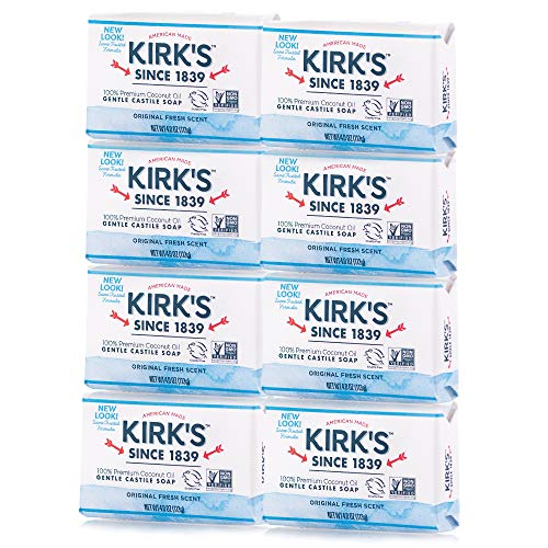 Kirk's Original Coco Castile Bar Soap Original Fresh Scent 4 Ounces (8 Pack)