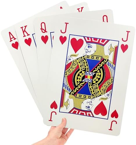 Jumbo Playing Cards, 8 x 11 Inches Giant Playing Cards for Family Game Night, Extra Large Casino Party Decoration for Adults and Kids