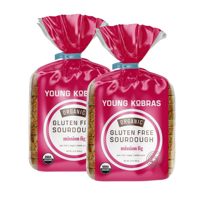 Young Kobras Organic, Gluten-Free Fig Sourdough Bread (2-pack) - Allergen Friendly, Vegan, Gum-Free, Simple Ingredients & Made Fresh to Order