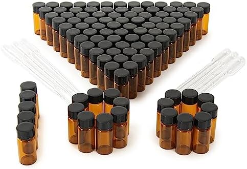 5ml Amber Small Glass Vials 100pcs with Screw Caps(100pcs)