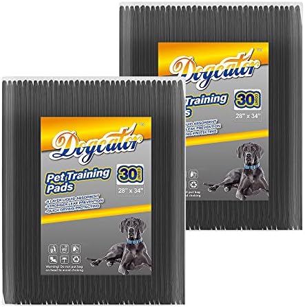 60 Count Charcoal Pee Pads for Dogs, 28"x34" Activated Charcoal Dog Pee Pads, Odorless Potty Pads, XL Disposable Puppy Pads Pet Training Pads