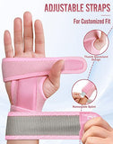 SUEH DESIGN Carpal Tunnel Wrist Brace Night Support, 1 Pair Wrist Splint for Left Right Hand, Adjustable Wrist Wrap for Tendonitis Arthritis and Workout Pains Relief, Pink