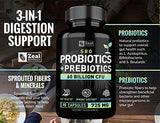 Probiotics and Prebiotics + SBO Probiotics (60 Billion CFU | 90 Capsules) Acidophilus Probiotic w. Saccharomyces Boulardii, Bifidobacterium + Spore Probiotic & Organic Sprouted Prebiotic Fiber Blend