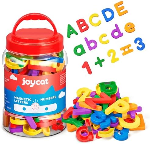 104 Pieces Magnetic Letters Numbers Alphabet Fridge Magnets ABC 123 Preschool Educational Learning Plastic Colorful Toy Set Uppercase Lowercase Math Symbols for Toddlers Kids