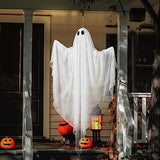 JOYIN Halloween Hanging Light up Ghost with Spooky Warm White LED Light, 47” White Hanging Ghosts, Halloween Hanging Decoration for Front Yard Patio Lawn Garden Party Decor Indoor Outdoor