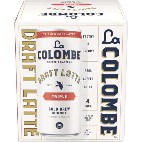 La Colombe Triple Draft Latte - 9 Fl. Oz. 4 Pack - 100% Arabica, Single-Origin, Brazilian Cold Brew Coffee with Lactose-Free Foamy Milk, Premium Coffee On the Go, 175mg Natural Caffeine
