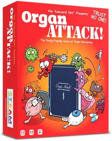 The Awkward Yeti Organ Attack! Card Game, A Family Fun Game for Kids and Adults - Funny Playing Cards for GameNights with Family of Kids and Teens | Ages 8+