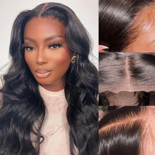 Wear and Go Glueless Wig Human Hair Upgraded Body Wave, 6x4 Pre-Plucked Pre-Cut HD Lace Ready to Wear Glueless Wigs, 200% Density No Glue Lace Front Closure Wigs for Women 24 inch