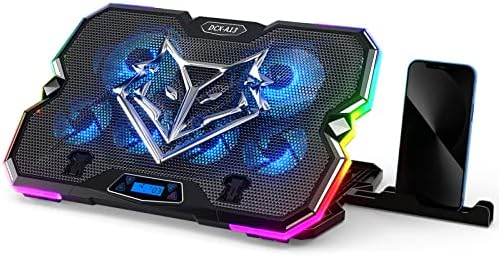 KeiBn Upgrade Laptop Cooling Pad A13,RGB Lights Laptop Cooler 6 Fans for up to 15.6 Inch Laptops,10 Modes Light, 7 Height Stands, 2 USB Ports - Blue