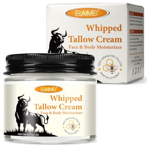 Beef Tallow for Skin, Beef Tallow 100% Organic Beef Tallow and Honey Balm for Skin, Tallow Face Deeply Nourishing Face Body Moisturizer, Beef Tallow for Dry & Aging Skin- 60g