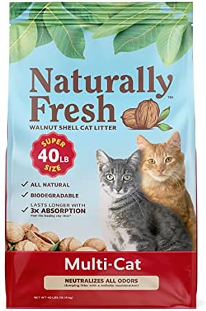 Naturally Fresh Cat Litter Made From Walnut Shells, Multi-Cat, Unscented, Upcycled, Low Dust, Sustainable, 40 Lbs