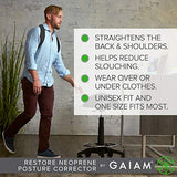 Gaiam Restore Posture Corrector for Women & Men - Neoprene Back Straightener Adjustable Straps Compact Brace Support for Clavicle, Neck, Shoulder, Invisible Pain Relief