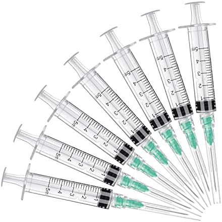 5ml Lab Syringe with Needle 21 Gauge 1.5inch Supplies,Individually Packaged (100)