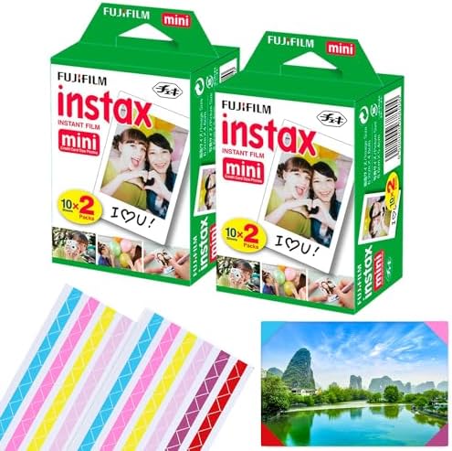 Fujifilm Instax Mini Instant Camera Film: 40 Photo Sheets, 204 Colorful Corner Photo Stickers. for Fuji Mini Series Cameras - Capture Memories Anytime