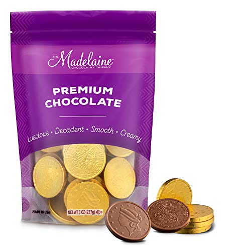 Madelaine Gold Chocolate Coins – St. Patrick’s Day Candy, Gold Foil Wrapped Milk Chocolate Coins, Lucky Party Favors & Festive Decorations – 1/2 LB Bag – Large Coins