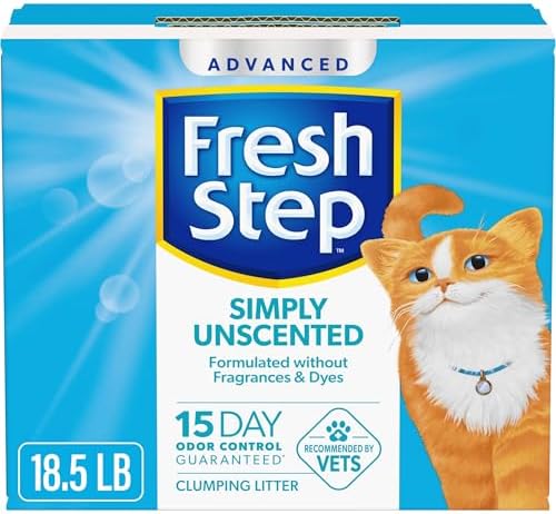 Fresh Step Advanced Simply Unscented Clumping Litter, Fresh Step Unscented Cat Litter Fights Odor on Contact, 18.5 lb. Box