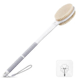 Back Scrubber Body Shower Brush: Anti Slip Long Handle Bath Brush with Stiff and Soft Bristles - Showering Exfoliator for Women, Men, Elderly (Grey)