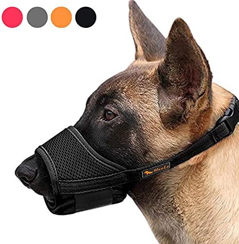 HEELE Dog Muzzle,Soft Nylon Muzzle Anti Biting Barking Chewing,Air Mesh Breathable Drinkable Adjustable Loop Pets Muzzle for Small Medium Large Dogs 4 Colors 4 Sizes XS