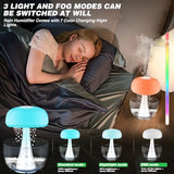 Rain Cloud Humidifier Water Drip with 5 Essential Oils, Cloud Diffuser with 7 Changing Colors Night Lights, Mushroom Humidifier Desk Bedside Water Drop Sound, Transparent