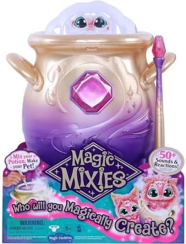 Magic Mixies Magical Misting Cauldron with Interactive 8 inch Pink Plush Toy and 50+ Sounds and Reactions, Multicolor