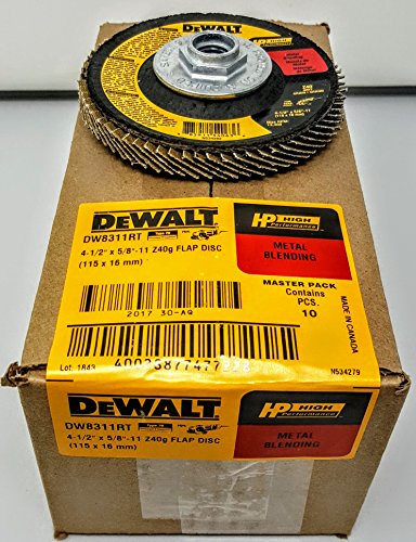 DEWALT DW8311RT 4-1/2" x 5/8"-11 Thread 40 grit High-Performance Flap Disc (10)