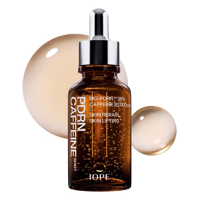 IOPE BIO-PDRN Caffeine Shot Face Serum – 38% Plant-based Vegan PDRN & 20,000ppm Caffeine, Lifting and Puffiness Reduction, Anti-Aging for Fine Lines & Wrinkle Care, Korean Skincare, 1.01 Fl Oz
