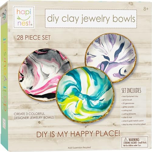 Hapinest Make Your Own Clay Jewelry Dish Craft Kit for Girls for Girls Ages 8 9 10 11 12-14 Years Old & Up